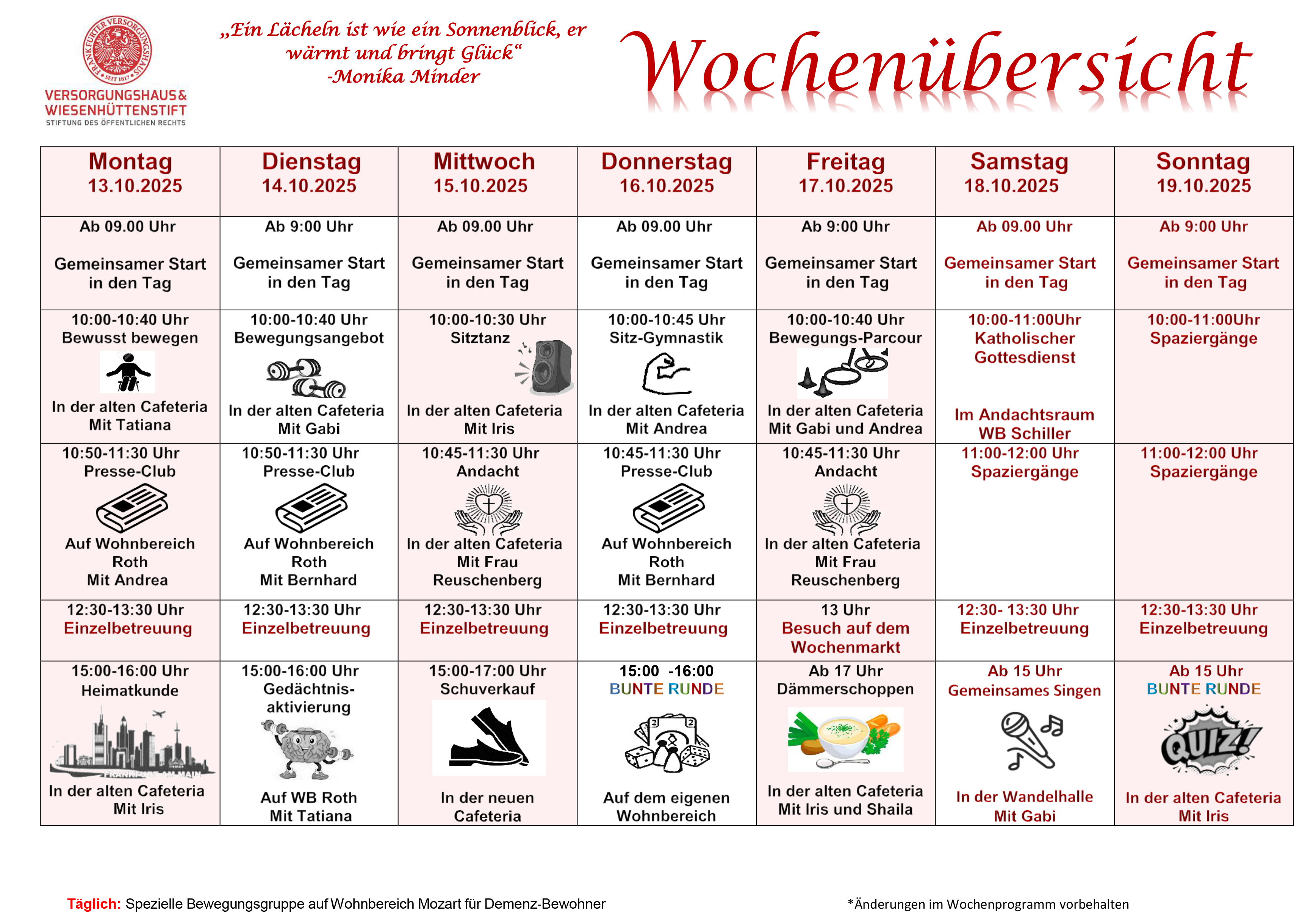 Wochenplan 42 KW 2025